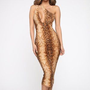 Snake Print Midi Dress- Fashion Nova XL